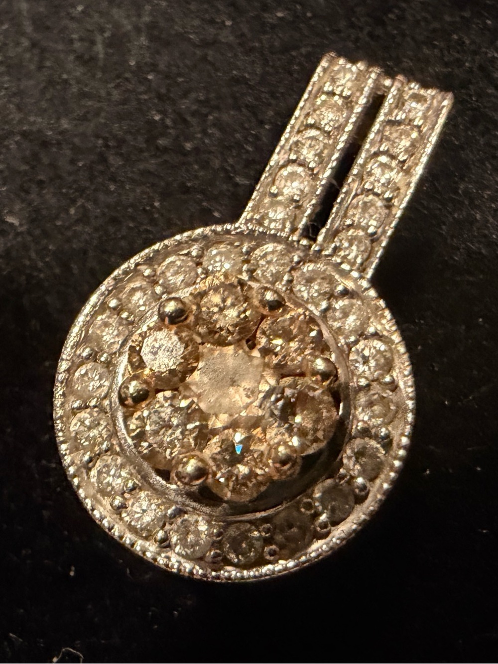 14K White Gold Champagne Brown Diamond Halo Pendant | Kay Jewelers